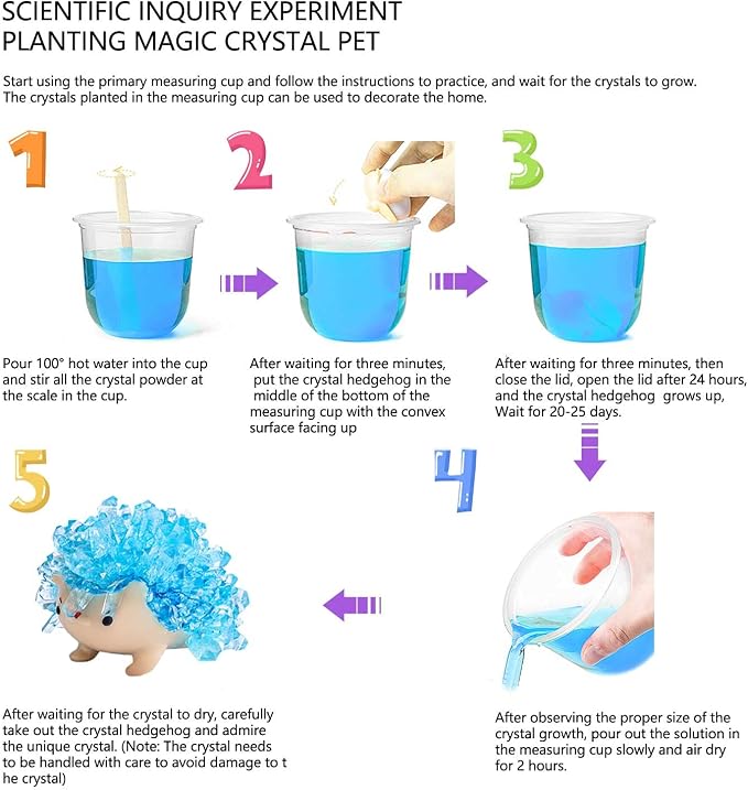 Crystal Growing Toys for Kids - Vibrant Colorful Crystal Hedgehog to Grow,Science Experiments Learning and Education for Kids STEM Gifts for Boys & Girls 8 Years + (Sky Blue)