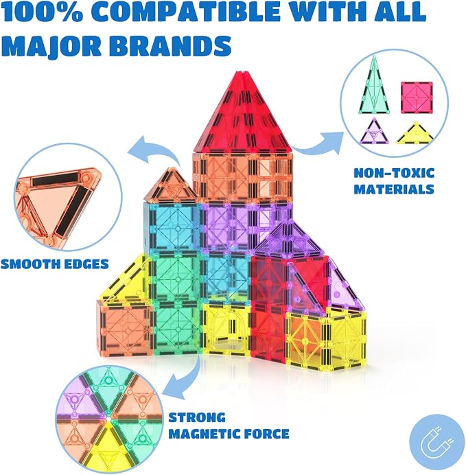 16PCS Magnetic Tiles Equilateral Triangle Expansion Pack, STEM Educational Construction Stacking Blocks, Compatible with Major Brands (16PC Equilateral Triangle)