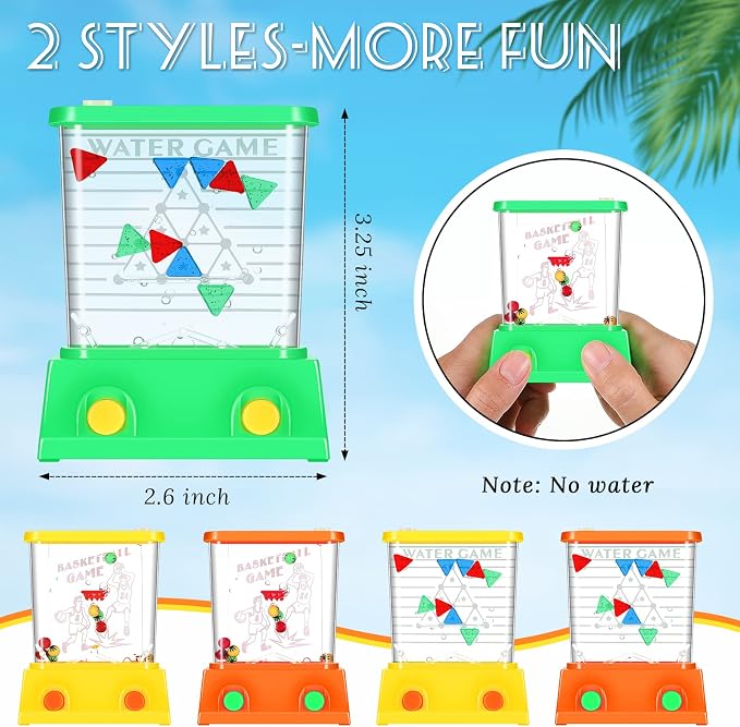 Gejoy 4 Pieces Water Games Handheld for Kid Small Retro Waterful Ring Toss Handheld Game Birthday Goodie Bags Stuffers School Classroom Prize Reward Pastime Car Toy Fidget for Boy Girl(Sport Style)