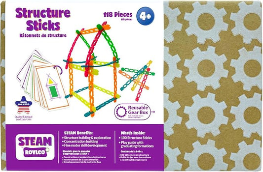 Roylco STEAM Structure Sticks Kit - Multi Color Plastic Sticks to Inspire Creativity - Build and Create with Unique Design