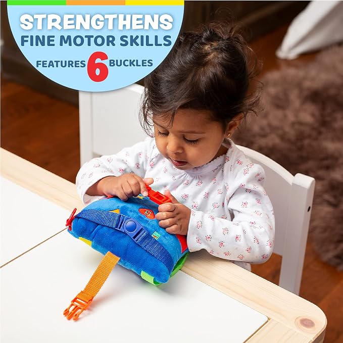 Buckle Toys, Boomer Square, Learning Activity, Easy Travel Toy for Toddlers | Develop Motor Skills and Problem Solving, Travel Toy Perfect Car Travel Accessories for Long Trips