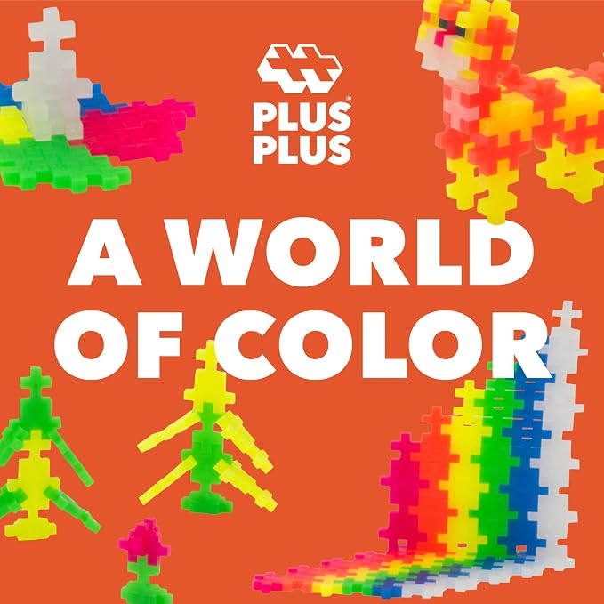 PLUS PLUS 600 Piece Neon Mix - Mini Waffle Blocks, Classroom Must Haves | STEM Toys, Sensory Bin Filler, Autistic Kids Must Haves, Gifts for Boys & Girls, Christmas Stocking Stuffers for Kids