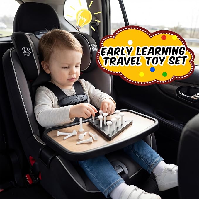 Zhanmai 10 Sets Wooden Triangle Peg Travel Game, White Peg Black Board