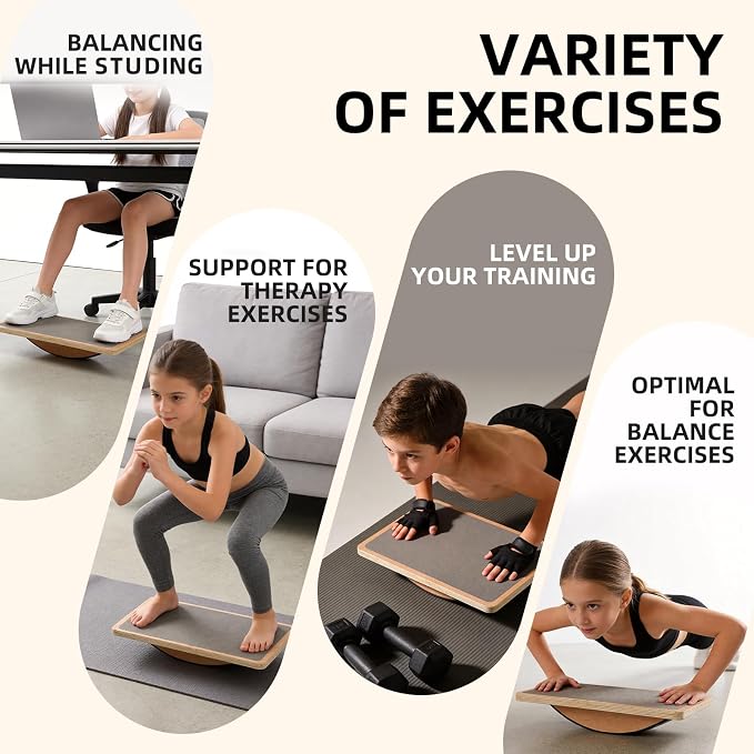 Juoe Balance Board Wobble Board,Balance Toys for Physical Therapy | Wooden Wobble Balance Board for Adults and Kids,Balance Training,Standing Desk Core Strength Balance Rocker Board
