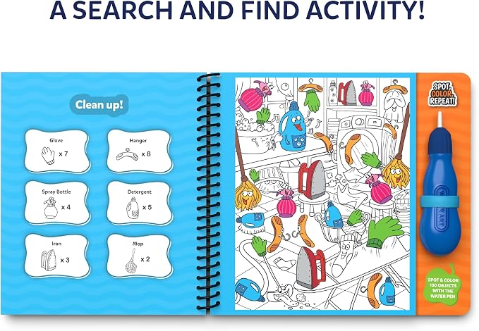 Skillmatics Water Spotter, Around the House, Travel Toy, Activity Book | Paint with Water Kit, Kindergarten Coloring Book, Screen-Free Fun, Mess-Free, Gift for Kids, Boys & Girls Ages 4, 5, 6, 7, 8