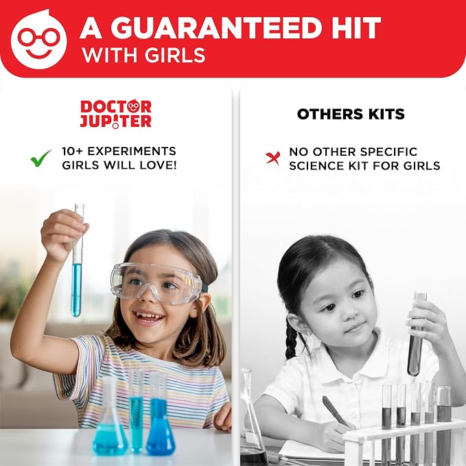 Doctor Jupiter Girls' Color Science Experiments Kit for Kids Ages 4+ | Birthday Gift Ideas for Girls Ages 4,5,6,7,8, 10 STEM Experiments, Preschool Learning Toy