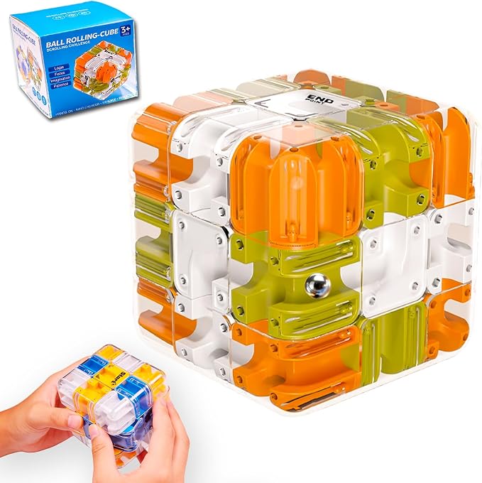 3D Rolling Ball Maze Cube Puzzle - Maze Cube for Kids Labyrinth 3D Puzzle Maze Cube Ball Twist Roll Brain Teaser Toys, Cultivate Logical Thinking for Puzzle Cube Gift for Adults Teens Kids (Green)