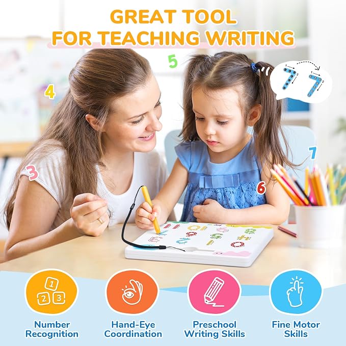JoyCat Magnetic Number Tracing Board, Double-Sided Numbers 1-20 for Kids | 2-in-1 number writing toy for toddlers and kids; preschool math manipulative and kindergarten educational gift for ages 3-5.