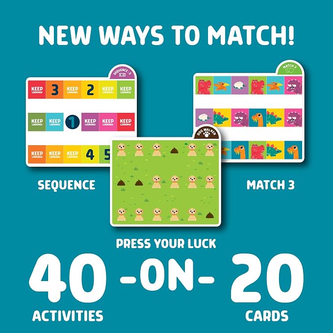 Chuckle & Roar - 40 Activities on 20 Cards - Grow-with-Me Game Modes | Travel Friendly Matching Game, Grow With Me Levels, Fine Motor Skills, Educational, Giftable