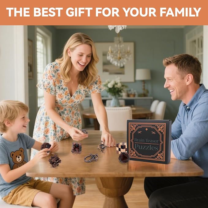Mytothfy Brain Teaser Puzzles for Adults Teens Kids, 3D Puzzle Game Toys | 8 Pcs Wooden & Metal Unlock Interlocking Puzzle for Adults Teens, IQ Education Smart Toys, Train Family Games Party Favor