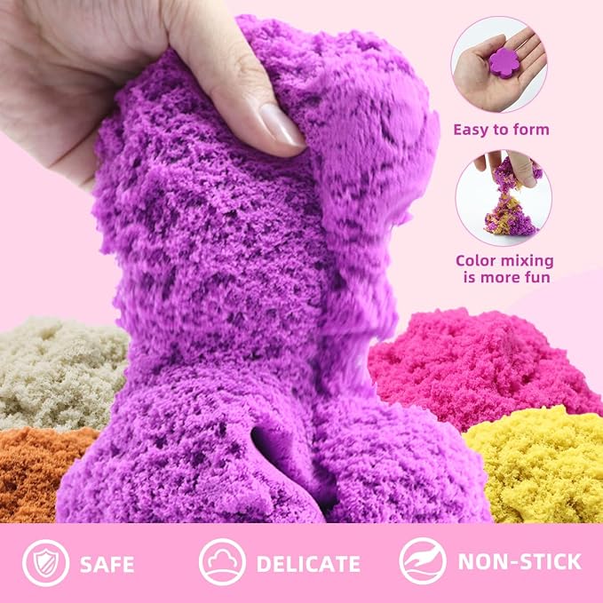 Bakery Sensory Sand Kit - 40PCS Baking & Ice Cream Shop for Girls, 2lbs Colorful Magic Sand, Cake/Cookie/Waffle/Ice Cream Molds, Tools, Portable Storage | Creative STEM Gift for Kids Ages 3-8