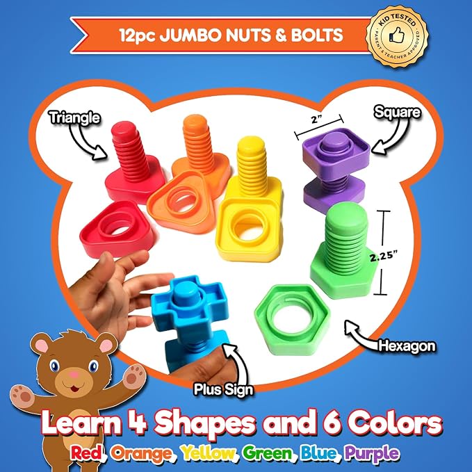 Twist & Lace Beads n Bolts - Match, Sort, Count & Play with 24pc + eBook