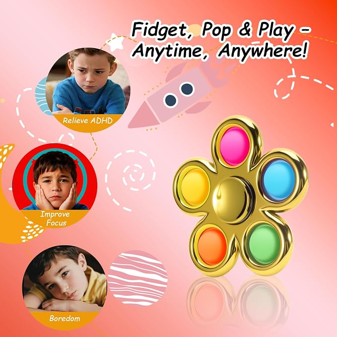 FIGROL 3 Pack Pop Fidget Spinners Stocking Stuffers. Sensory Fidget Toys for Kids, Teens, Boys & Girls