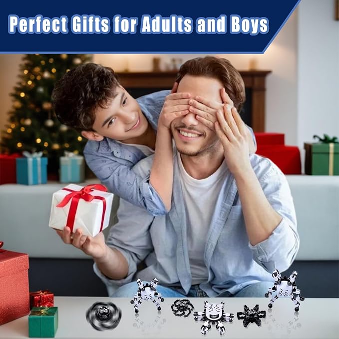 Transformable Fidget Spinners Toys for Adults and Kids,Cool Fingertip Gyros Travel Toys,Sensory Toy for Teens Boys Age 8-12 ADHD Autism Relief Stress Toy,Birthdays Gifts Stocking Stuffers