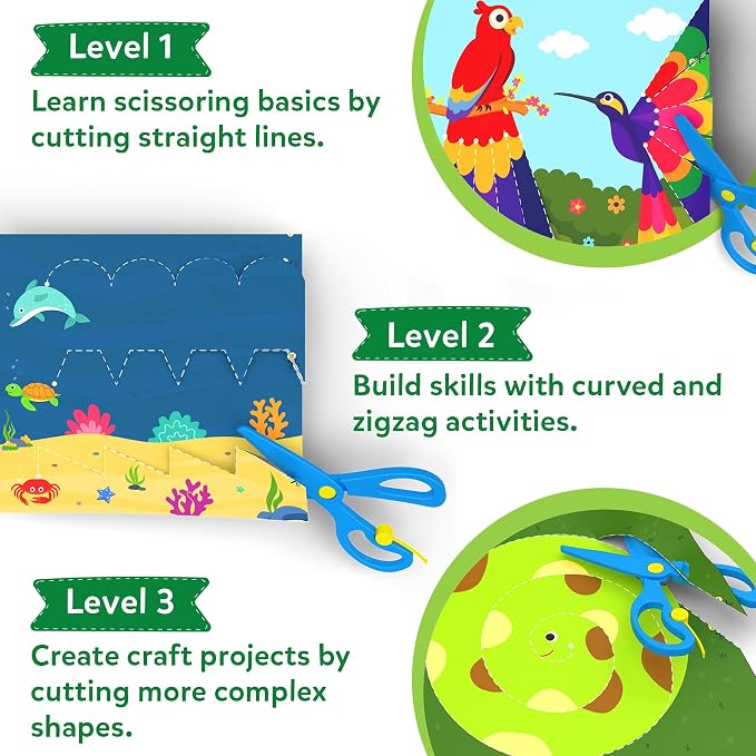 Skillmatics Snip Snip Animals, Scissor Skills Toy, Felt Craft Gift for Kids | Cutting Activity, Safety Scissors, Fine Motor Skills for Preschool, Screen-Free, Learning Toy, Girls & Boys Ages 3, 4, 5, 6