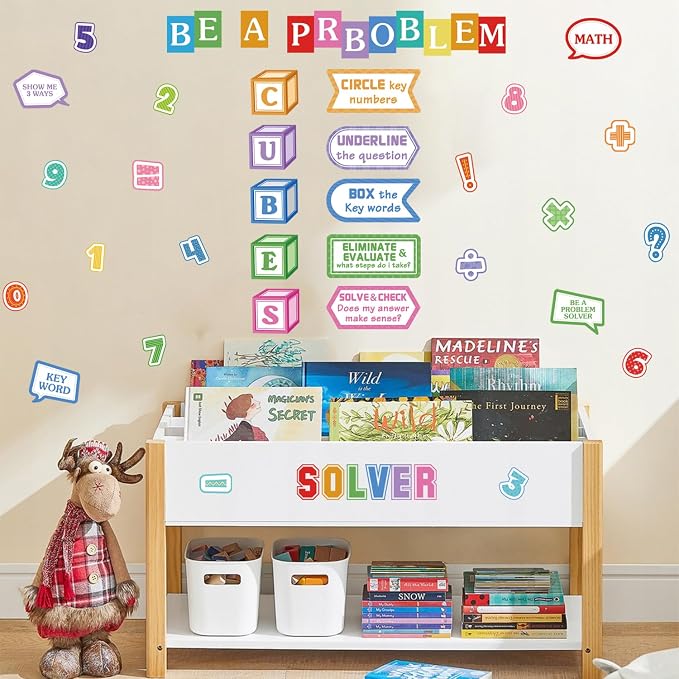 LHIUEM Mathematics Quotes Wall Decals Colorful Math Classroom Wall Sticker | Bulletin Board Window Cling Inspirational Math Educational Wall Decor Back To School Sticker for Classroom Window