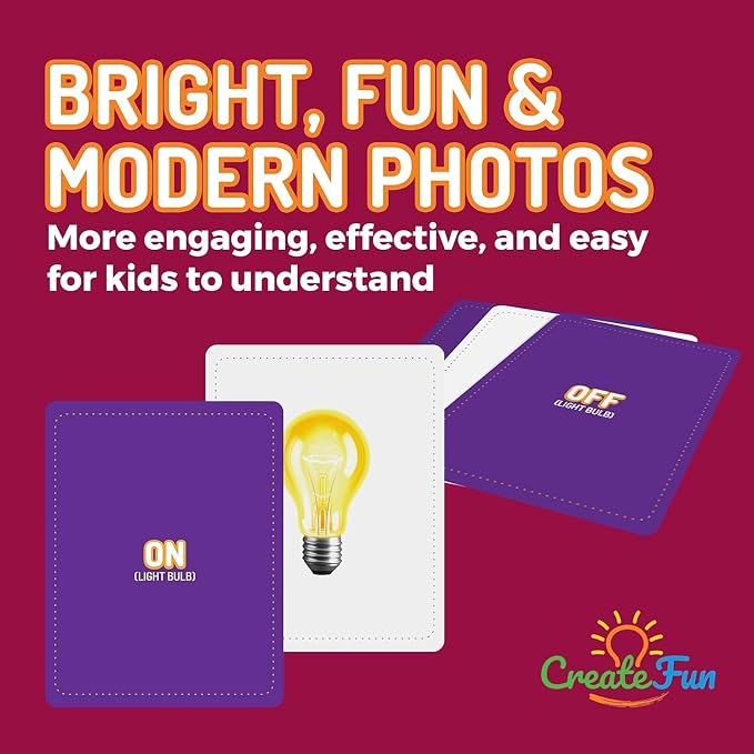 CreateFun 100 Go Together Opposites Flash Cards Set - Gifted Kids Learning | Matching Educational Photo Cards - Parents,Speech Therapy,Autism,ESL,Dementia care,Stroke recovery,Language,Cognitive Skills