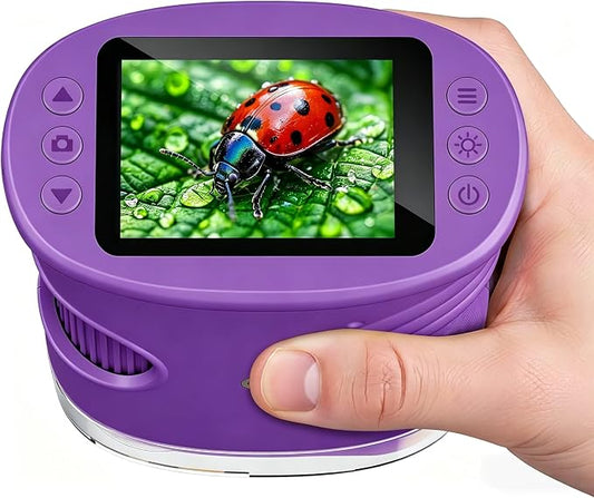 1000X Handheld Microscope, Wonder Quest Kids Digital Magnifying Glass, 4K 2.0" Screen, Portable Mini Pocket Microscope for Home School Lab, 2MP Camera, USB Export (Purple)