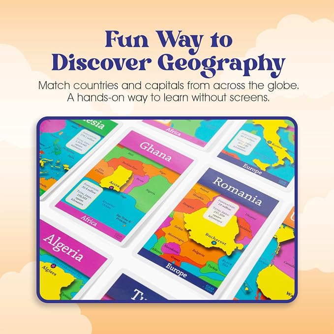 World Bingo for Kids Ages 4 and Up, Geography Game for Home, School or Camp | Fun Kids Educational Game & Learning Resources, Bingo Games for Family,Kids Geography Toy,Play & Learn Countries of the World