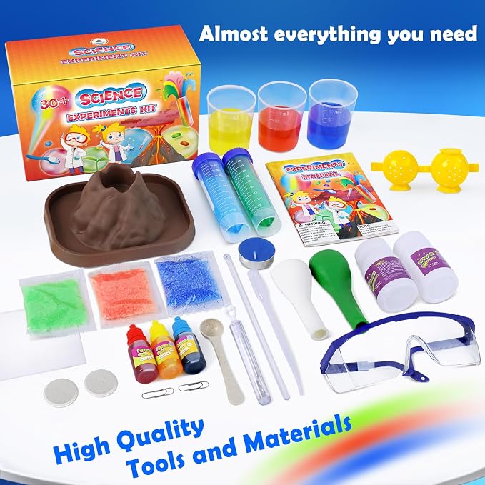 UNGLINGA 30+ Experiments Science Kits for Kids, S.T.E.M Educational Project Activities Toys Gifts for Boys Girls, Chemistry Set, Bouncy Ball, Volcano Eruption | S.T.E.M Educational Project Activities Toys Gifts for Boys Girls, Chemistry Set, Bouncy Bal...