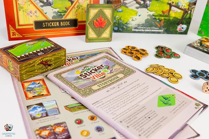 Asmodee Cozy Stickerville Board Game | Narrative Strategy Game of Village Building & Storytelling, Family Fun for Kids & Adults, Ages 8+, 1-6 Players, 30 Mins