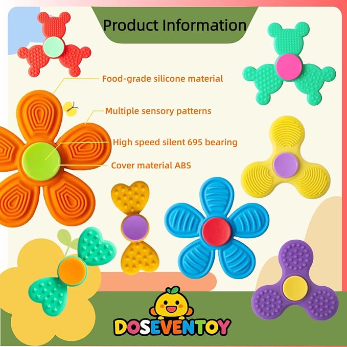 8PCS Silicone Fidget Spinners,Sensory Toys for Kids and Adults,Worry Stones for Anxiety,Quite Fidget Toys for Classroom, Prizes in Bulk for School, Classroom Prizes,Treasure Box Toys