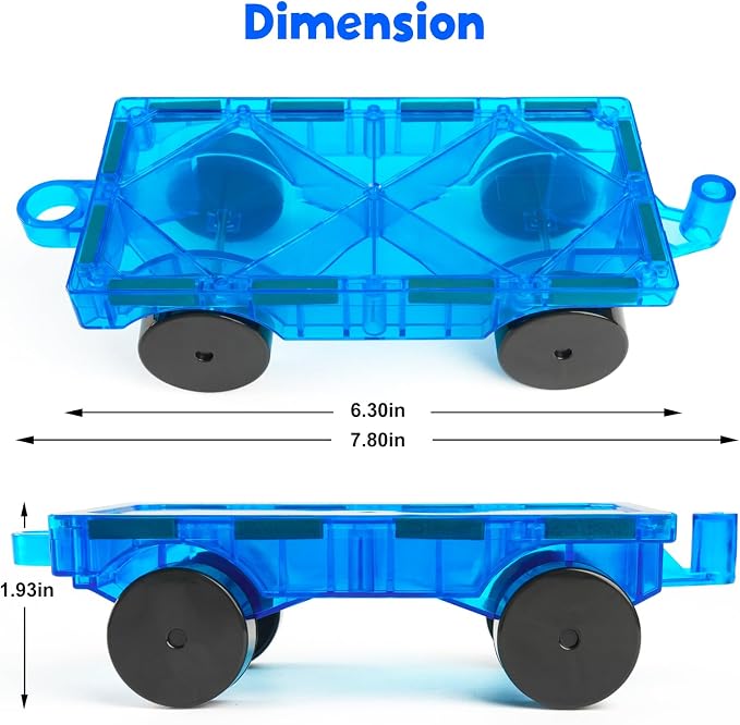 Bmag 2PCS Magnetic Car Set,Construction Vehicle Building Tiles,Magnet Toys Compatible with Magnetic Tiles,STEM Educational Toys for Boys and Girls