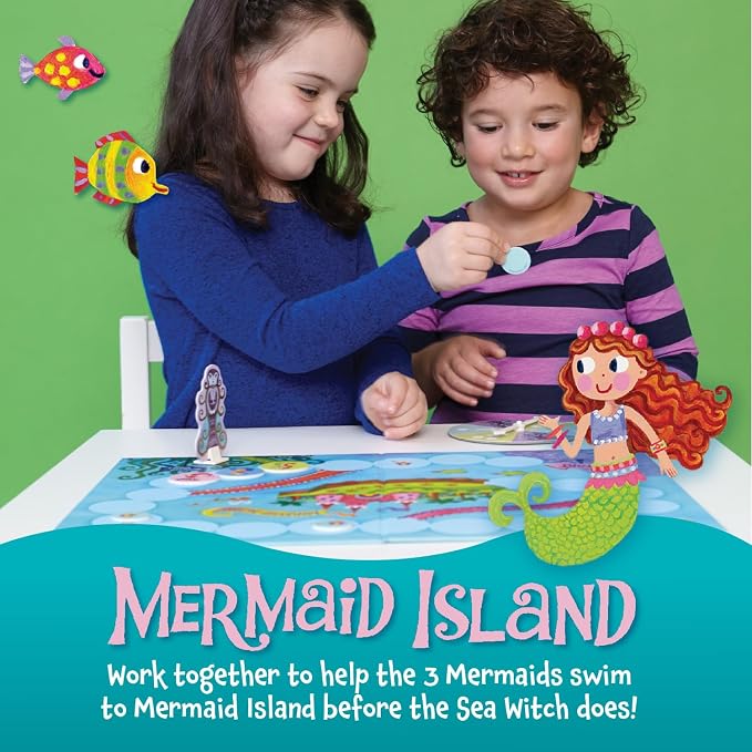Peaceable Kingdom Mermaid Island Award Winning Cooperative Board Game for 2 to 6 Kids Ages 5+ | Award-winning cooperative game—collect the wands and free the mermaids before the sea witch wins. For 2-6 kids, ages 5+