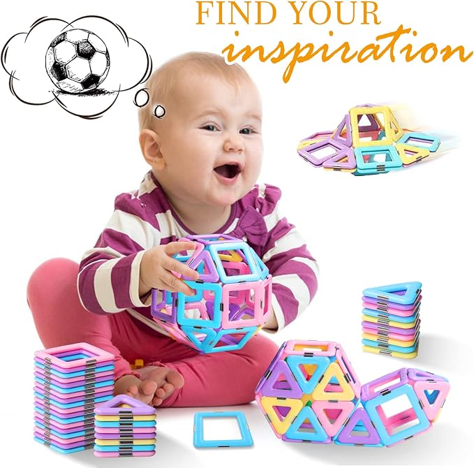 Tolnetr Magnetic Tiles Toys for 3 4 5 6 7 8+ Year Old Girls Boys Toddlers | Magnetic Blocks Building Macaron Castle Set for STEM Creativity Educational Toys for Kids Age 3-6 Christmas Birthday Gifts