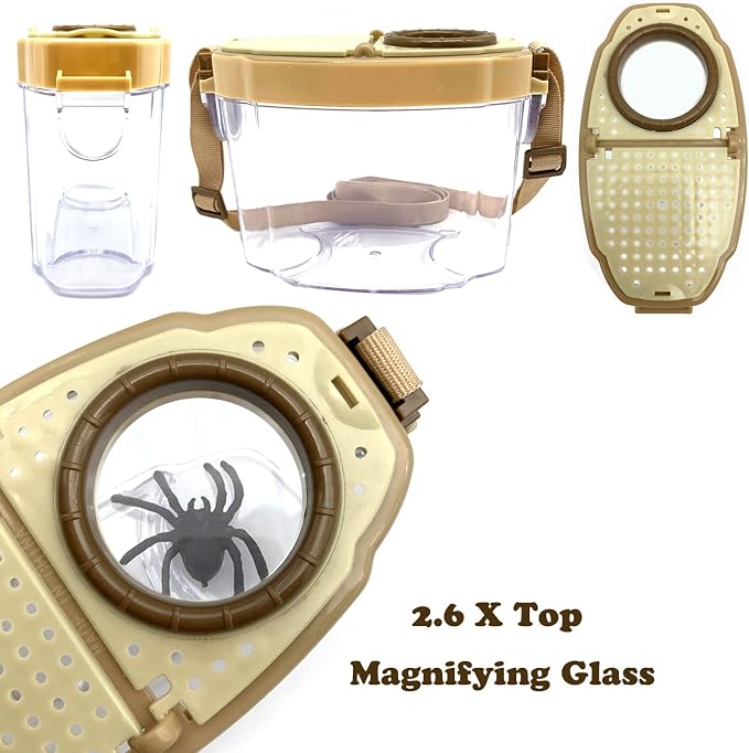 Bug Catcher Kit, Kids Bug Collection Kit, Outdoor Nature Explorer Kit with Tweezers, Magnifying Glass, Science Educational Kit, Bug Observation Container for Boys and Girls (Gold)