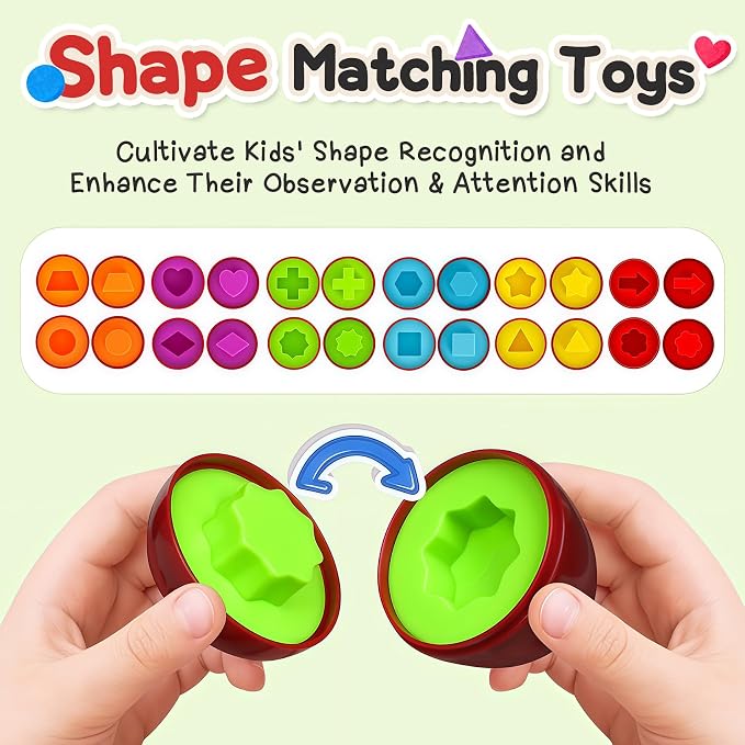Apple Toys,Montessori Geometric Shape Sorter Toys for Toddlers 18-24Months,Early Educational Learning Color Sorting & Fine Motor Matching Games,Easter Basket Stuffers Gifts for Boys Girls