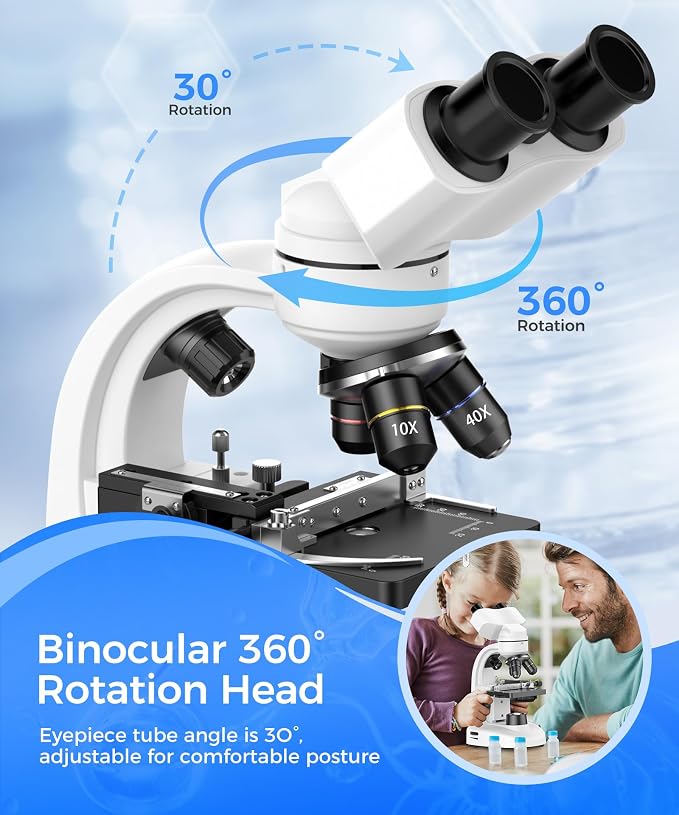 PalliPartners Compound Binocular Microscope for Adults, Professionals&Kids