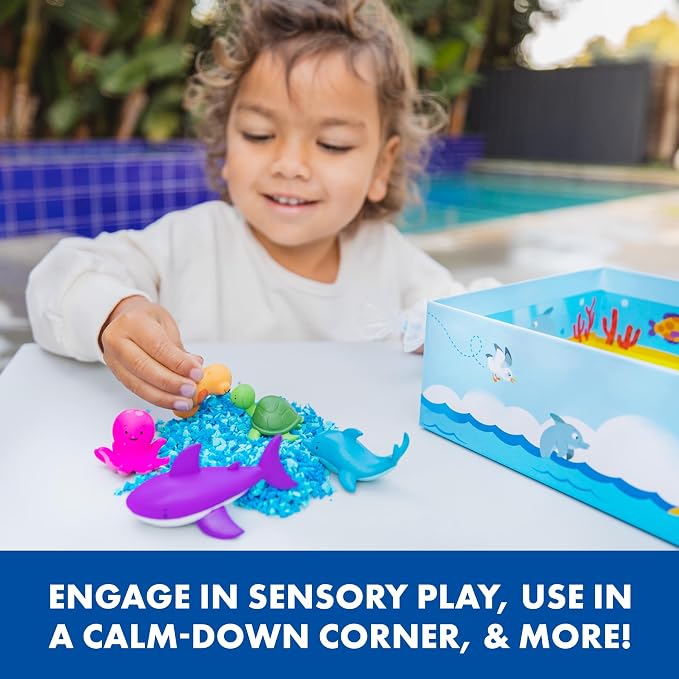 Educational Insights Pluffle Hide & Seek Sensory Set - Tactile Sensory Toys for Toddlers 3-4, Mess Free Slime Alternative, Satisfying Foam Sand Bin Filler, All-in-One Kit with Tools and Supplies
