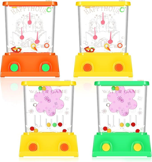 Gejoy 4 Pieces Water Games Handheld for Kid Small Retro Waterful Ring Toss Handheld Game Birthday Goodie Bags Stuffers School Classroom Prize Reward Pastime Car Toy Fidget for Boy Girl(Cute Style)