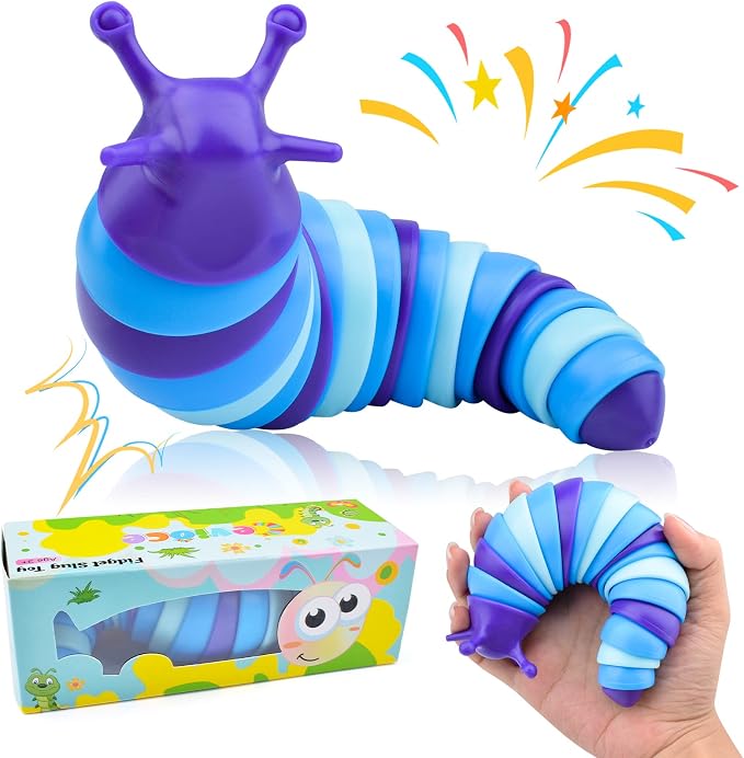 Cevioce Sensory Slug Fidget Toys, Fidget Slug Toys for Adult & Kid Party Favors, 1 PC Autism Sensory Toys for Autistic Children, Travel Toys for 3+ Easter Basket Stuffers Gifts for Toddler Kids A
