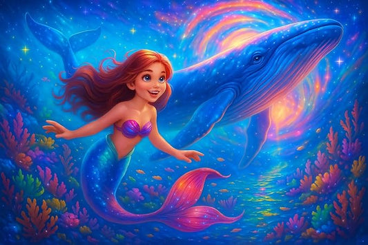 100 Piece Puzzles Mermaid and Whale Puzzle for Kids Ages 4-6 6-8 8-10 | Learning Educational Jigsaw Puzzles Toys with Full-size Poster, Holiday/ Birthday/Party/School Gifts for Children