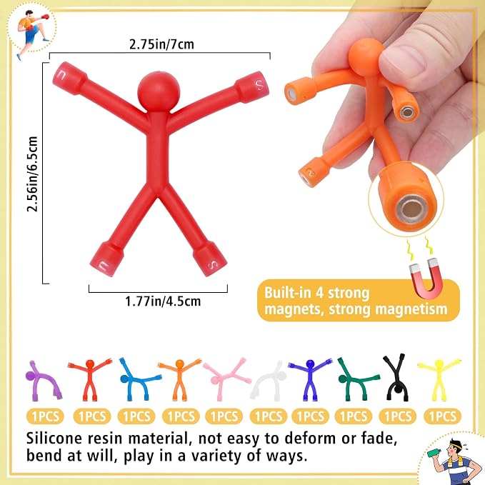 10Pcs Magnetic Travel Toys, Magnets Men for Kids, Cute Magnetic People | Fridge Magnets Sensory Fidget Toys for Adults Kids, Airplane Car Toddler Travel Essential Toys
