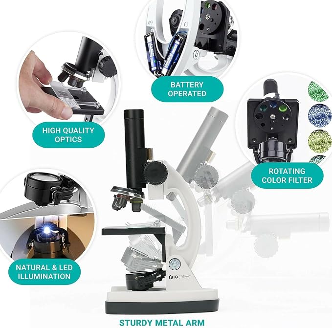 AmScope M40-4P12X1 Premium 85+ Piece Microscope, Color Camera | USB 2.0 Connectivity Professionally Stained & Labeled Cedar Wood Oil Preserved