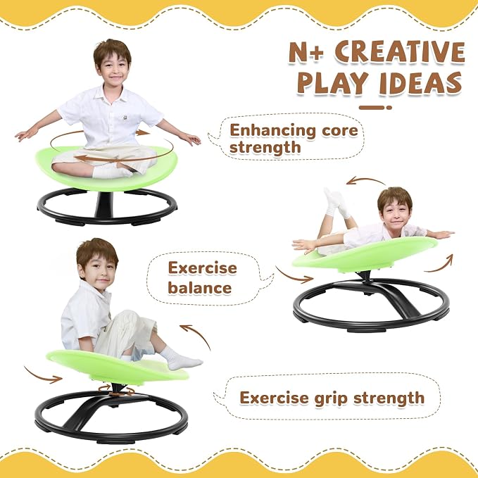 Zhenx Spinning Chair for Autistic Kids (Ages 3-18), Autism Sensory Toy Gift | 220LBS Capacity Sensory Swivel Seat for ADHD Kids, Autism Sensory Products, Calming Gift Improve Focus & Body Balance (Green)