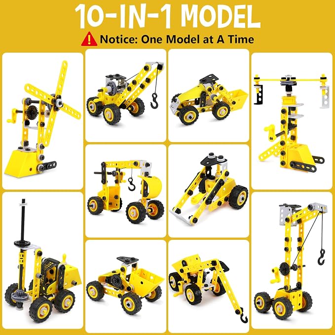 choopheme 10 in 1 Stem Toys for 5 6 7 8 9+ Year Old Building Block Kit Stem Activities Projects Boy Toys Age 4-8 5-7 6-8 8-10 Creative Set Educational Engineering Excavator Construction Birthday | Stem Activities Projects 4-8 5-7 6-8 8-10 Creative Set ...