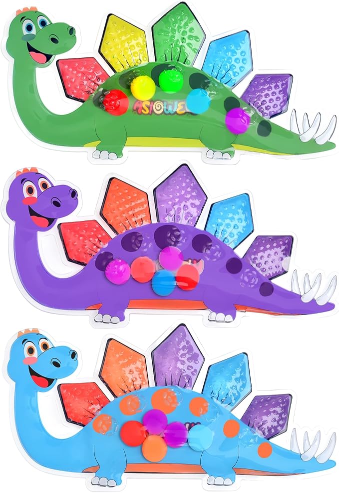 3Pcs Dinosaur Color Sorting Sensory Toys for Kids with Autism Toddler Toys for Airplane Travel Road Trip Montessori Toys Fine Motor Skills B Easter Basket Stuffers Gifts for Kids Boys Girls