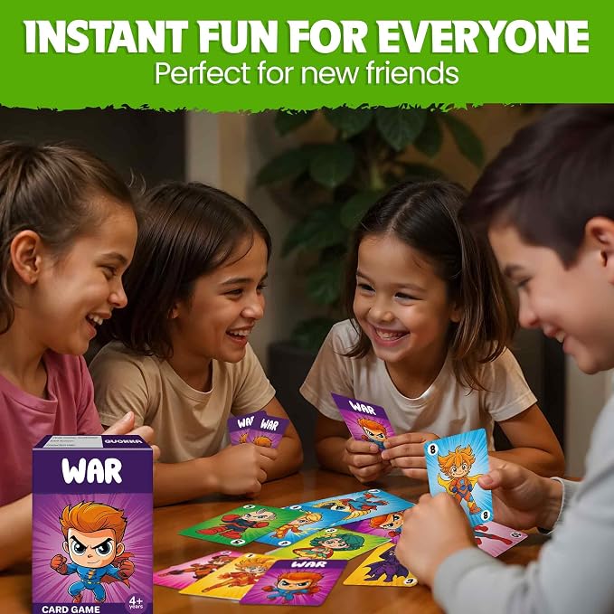 QUOKKA Card Games for Kids Ages 4–8, 6 Pack, Crazy 8, Go Fish, Old Maid, War, Slap Jack, Memory Match – Fun Family Games Playing Cards for Kids, Easy to Learn, Educational & Travel-Friendly Gift