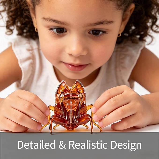 3D Acrylic Insect Puzzle DIY Bug Model Kit Animal STEM Gift | Building Kits Crafts Figurine Sculpture Nature Decoration Educational Display Toys for Kids Teens and Adults (Cicada Exuviae)