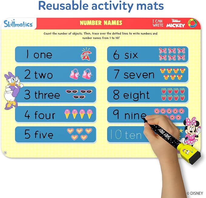 Skillmatics I Can Write – Mickey Mouse, Preschool Learning Activity Book | Disney Junior, Reusable Write and Wipe Mats, Educational Game, Montessori Gift for Toddlers & Preschoolers, Ages 3, 4, 5, 6