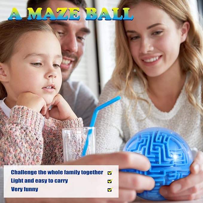 Sratte 3D Maze Ball - Gravity-Based Brain Teaser Puzzle Game Toy for Kids Teens Adults, Back to School Screen-Free Travel STEM Toy for Road Trips, Hard Challenge Birthday Gifts