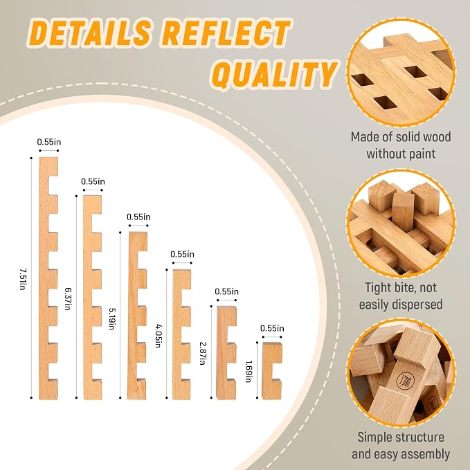 15 in 1 STEM Wooden Building Blocks -15+ Shapes, 3D Puzzle, Logic Brain Games, Educational Toys Gift for Kids and Classroom, Montessori STEM Toys for Ages 5+ to Adults