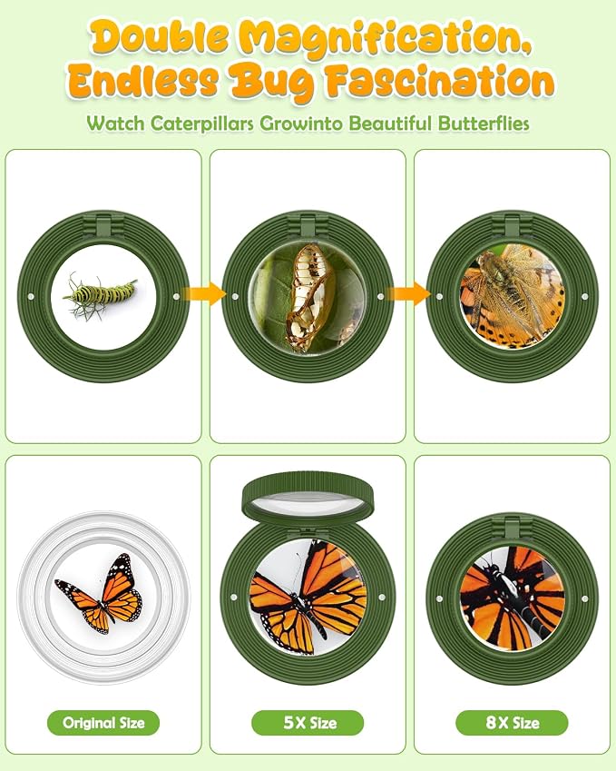 Bug Catcher for Kids,Kids Microscope,3-in-1 Insect Catching Kit for Kid | 2MP Camera Screen STEM Learning Toy,500x Magnification Insect Viewer Nature Exploration Outdoor Educational Gift for Boy Girl