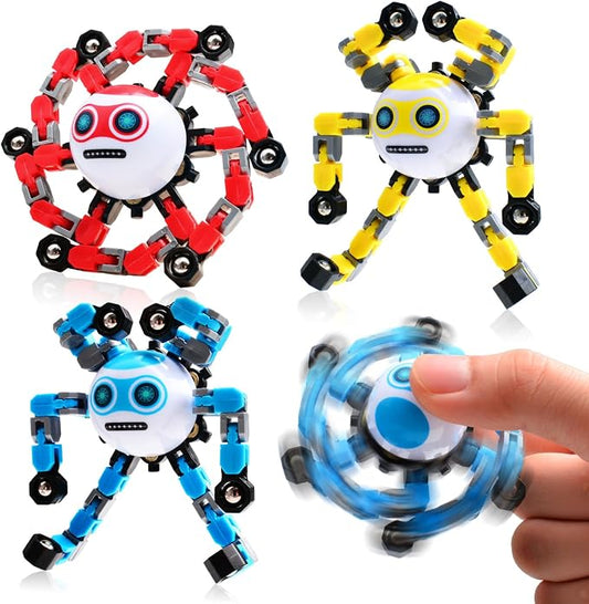3 PCS Travel Toys Transformable Fidget Spinners Toys for Kids and Adults Sensory Toy for Boys Teens Stress Relief Autism ADHD Cool Road Trip Travel Essential Birthdays Gifts for Party Favors