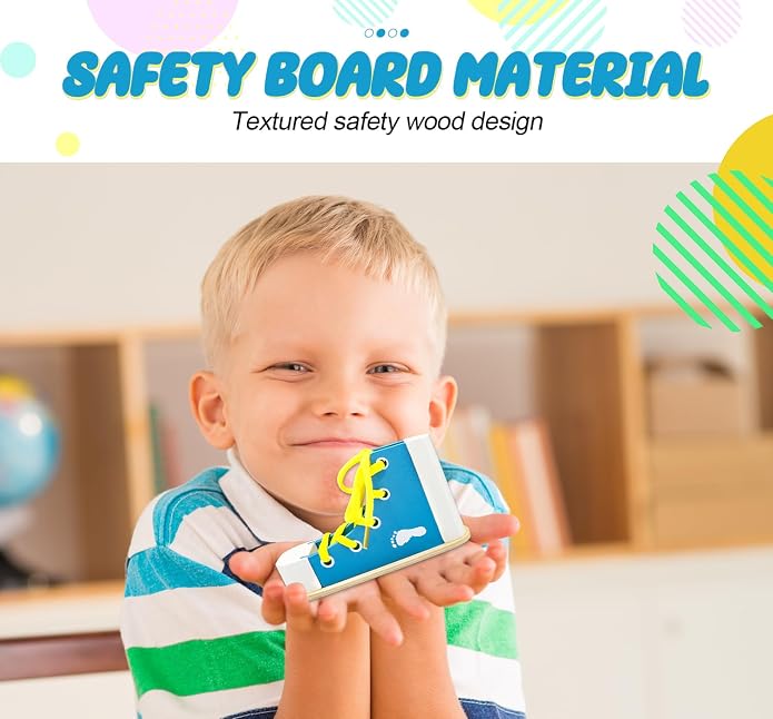 Learn to Tie Shoes for Kids, Wooden Lacing Sneaker Toy,Montessori Educational Toy for Toddlers Ages 4-8