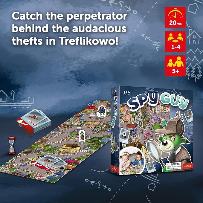 Trefl Spy Guy - Cooperative Detective Game, 5+ | Observation-Based Board Game, Engaging Storyline and Challenges, Searching for Evidence and Catching Criminals